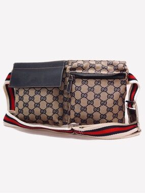 The Gucci GG Canvas Web Double Pocket Belt Bag (Model 28566)
